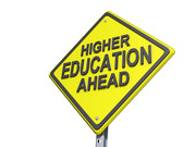 Higher Education Ahead Yield Sign White Background